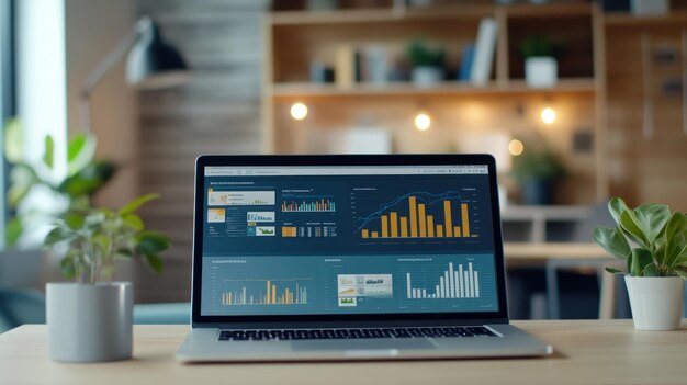 financial dashboard on laptop